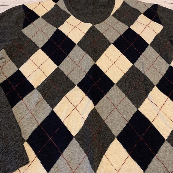 J. Crew Argyle Mens Size XL Cotton Cashmere Blend Sweater - Picture 4 of 7